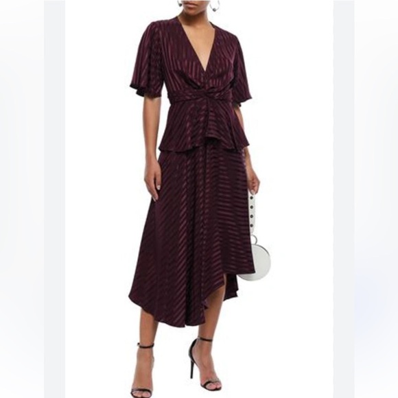 A.L.C Woman Avi Twist-front Silk-jacquard Peplum - Picture 1 of 11